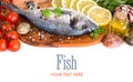 Fresh dorado fish and seafood Royalty Free Stock Photo