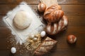 Fresh dough in flour with rye bread