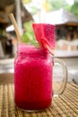 Fresh dragon fruit juice in a glass mug at Balangan, Bali Royalty Free Stock Photo