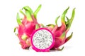 The Fresh Dragon fruit or Pitahaya fruit isolated on white Royalty Free Stock Photo