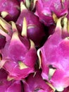 Fresh dragon fruits texture background. Market in Thailand. Royalty Free Stock Photo