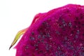 Fresh dragonfruit cut macro photo on white background. Exotic fruit Dragonfruit on white background. Royalty Free Stock Photo