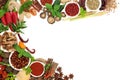 Fresh and Dried Herb and Spice Background Border