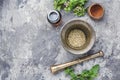 Fresh and dried oregano herb