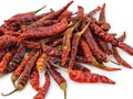 fresh and dried red hot chili peppers on a white background Royalty Free Stock Photo