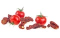 Fresh and dried tomatoes isolated on white background Royalty Free Stock Photo