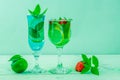 Fresh drink cocktail mojito with lemon, lime and mint Royalty Free Stock Photo