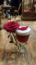 Fresh Drink Concoction Accompanied and The Beautiful Roses