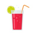 Fresh drink glass of smoothie or diet beverage cocktail vector illustration in flat cartoon design isolated clipart Royalty Free Stock Photo