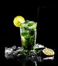 Fresh drink with green lime Royalty Free Stock Photo