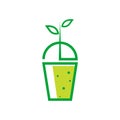 Fresh drink green with plastic glass logo design, vector graphic symbol icon illustration creative idea Royalty Free Stock Photo