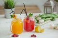 Fresh drink lemonade orange strawberry cranberries