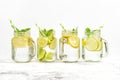 Fresh drink lime lemon mint ice Cold summer lemonade