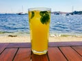 fresh drink served on table in Bodrum beach , Mugla / Turkey