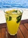 fresh drink served on table in Bodrum beach , Mugla / Turkey