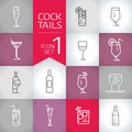 Fresh Drinks and cocktail geometry modern Vector icons set Royalty Free Stock Photo