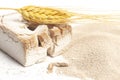 Fresh and dry yeast with wheat ear.Baking concept Royalty Free Stock Photo