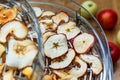 Fresh dryed apple chips prepared in a home