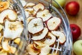 Fresh dryed apple chips prepared in a home