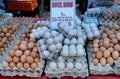 Fresh duck and chicken eggs in the market Royalty Free Stock Photo