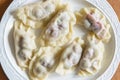 Fresh dumplings with cherry filling Royalty Free Stock Photo