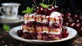 fresh dutch cherry cake with layers of puff pastry