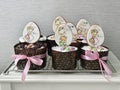 Fresh Easter cakes are displayed on the festive table