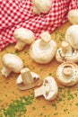 Fresh edible Portabello Mushroom Champignon and Parsley