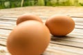 Egg for breakfast on old wooden table Royalty Free Stock Photo