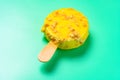 a fresh egg and milk flavor popsicle on light green background