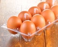 Fresh egg on plastic tray Royalty Free Stock Photo