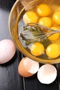 Fresh egg whites and yolks in glass bowl Royalty Free Stock Photo