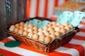 Fresh eggs on agricultural market Royalty Free Stock Photo