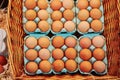 Fresh eggs on farmers market Royalty Free Stock Photo