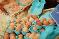 Fresh eggs on farmers market Royalty Free Stock Photo