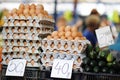 Fresh eggs at farmers market Royalty Free Stock Photo