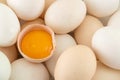 Fresh eggs with one broken Royalty Free Stock Photo