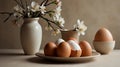 Fresh Eggs and Spring Blossoms A Still Life Arrangement Royalty Free Stock Photo