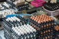 Fresh eggs stall in the fresh Market. Royalty Free Stock Photo