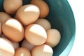 Fresh Eggs in a Teal Bowl Royalty Free Stock Photo