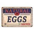 Fresh eggs on vintage rusty metal sign on a white background, vector illustration Royalty Free Stock Photo