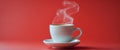 Fresh Espresso Cup with Steam on Red Background Royalty Free Stock Photo