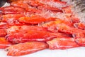 Fresh exotic fish on ice in seafood market on Boracay island