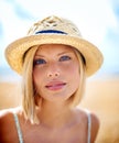 Fresh-faced and naturally lovely. Closeup of a casual young woman outdoors - portrait. Royalty Free Stock Photo