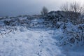 Fresh fallen, untouched snow in Northern Ireland Royalty Free Stock Photo