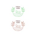 FRESH FARM NATURAL FARMING, AGRICULTURE SIGN, SYMBOL, LOGO ISOLATED ON WHITE Royalty Free Stock Photo