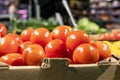 farm tomatoes in the supermarket Royalty Free Stock Photo