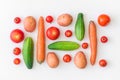 Fresh farm vegetarian and vegan vegetables on white background. Healthy food supermarket banner. Layout flat lay Royalty Free Stock Photo