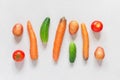 Fresh farm vegetarian and vegan vegetables on white background. Healthy food supermarket banner. Layout. Top view Royalty Free Stock Photo