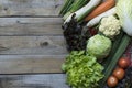 Fresh farmers market fruit and vegetable from above with copy sp Royalty Free Stock Photo